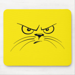 Angry Cat Yellow Face Mouse Mat