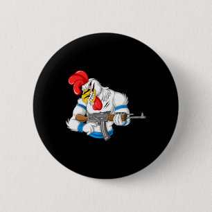 Angry Chicken Cartoon Weapon Rooster Funny Gun Far 6 Cm Round Badge