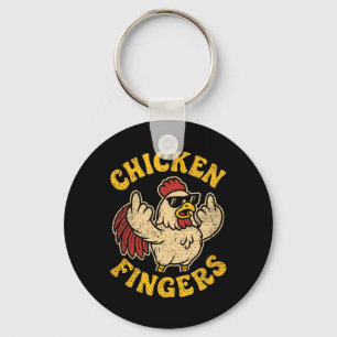 Angry Chicken Flipping Off Middle Fingers Pun Cluc Key Ring