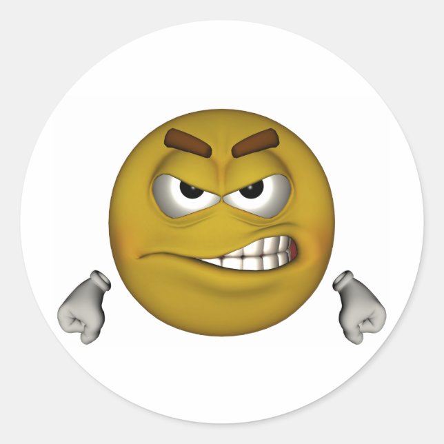 Angry Classic Round Sticker (Front)