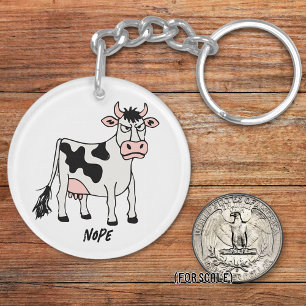 Angry Cow Drawing Sarcastic Phrase Bag Charm Key Ring