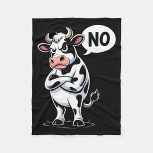 Angry Cow No - Funny Cow Lover Dairy Farmer Fleece Blanket