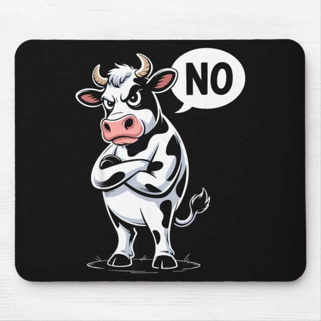 Angry Cow No - Funny Cow Lover Dairy Farmer  Mouse Mat (Front)