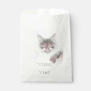 Angry Cute Cate Face Sketch Favour Bags