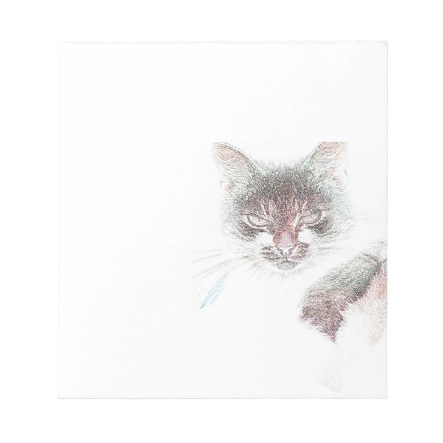 Angry Cute Cate Face Sketch Notepad (Front)