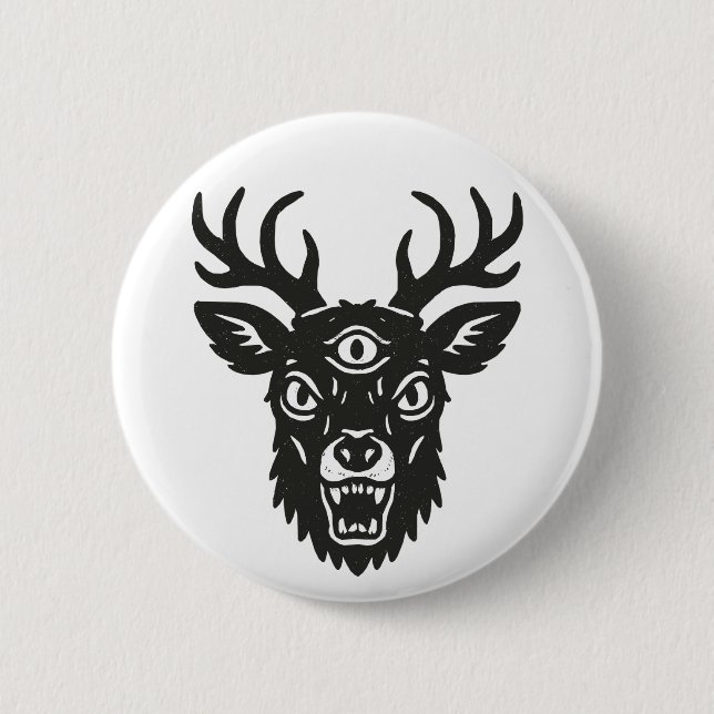 Angry Dear 6 Cm Round Badge (Front)