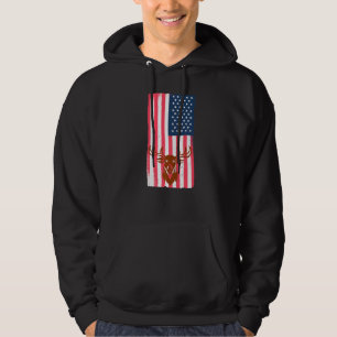 Angry Deer Duck Hunting Vintage American Flag Hoodie