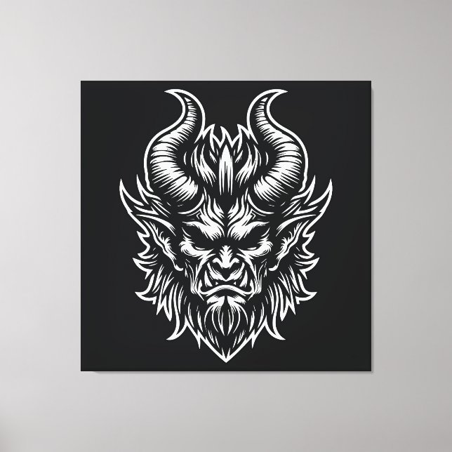 Angry Demon Head Canvas Print (Front)
