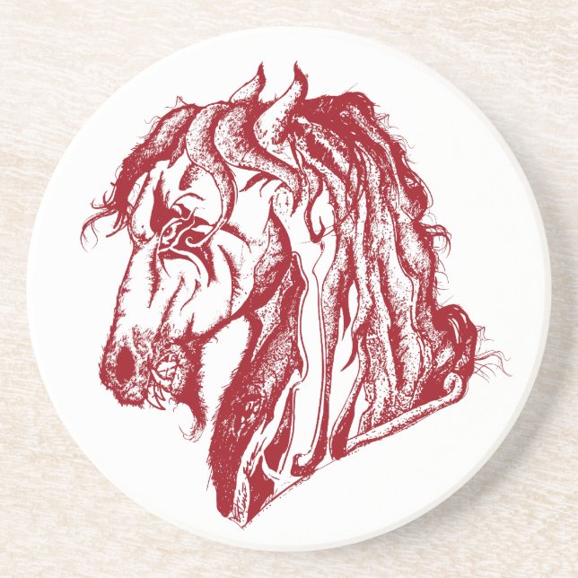 Angry Devil Horse in Red and Pick Your Background Coaster (Front)