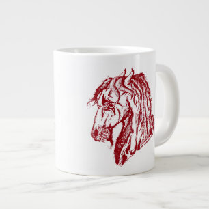 Angry Devil Horse in Red and Pick Your Background Large Coffee Mug