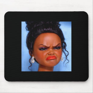 Angry disgusted black doll face meme Angry disgust Mouse Mat