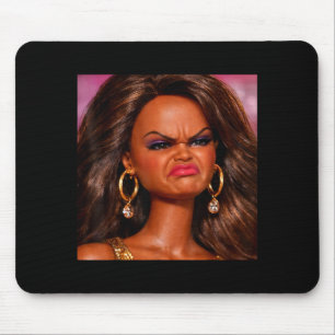 Angry disgusted black doll face meme reaction gen mouse mat