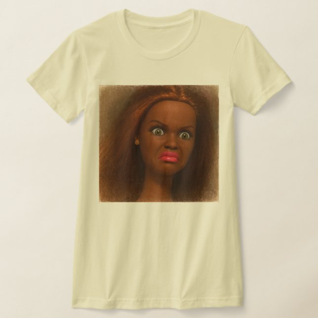 Angry Disgusted Black Doll Face Meme T-Shirt (Laydown)
