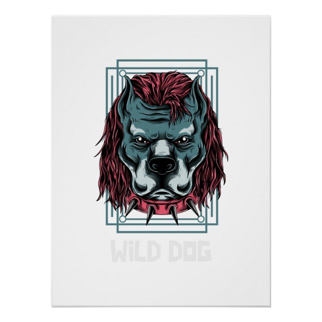 Angry Dog Logo | Spiked Collar Bulldog Artwork Poster (Front)