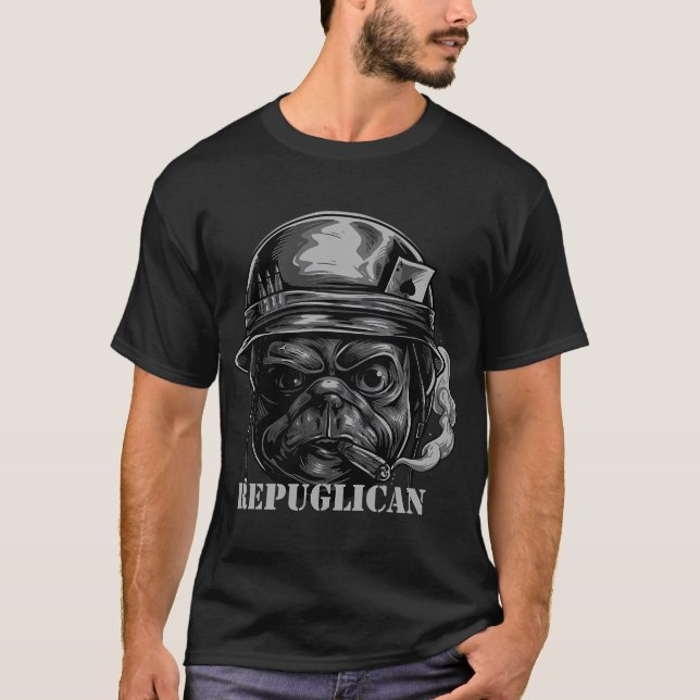 angry dog pug prisoner T-Shirt (Front)