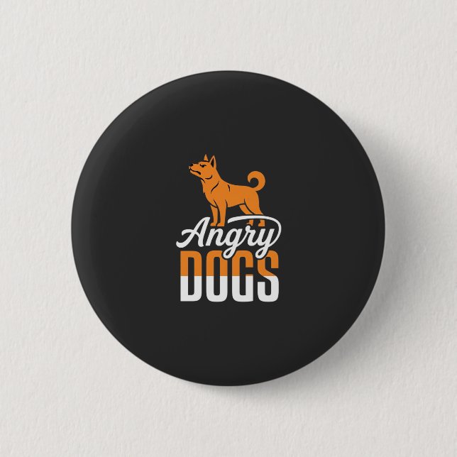 Angry Dogs Vector Mascot 6 Cm Round Badge (Front)