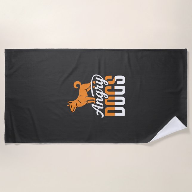 Angry Dogs Vector Mascot Beach Towel (Front)