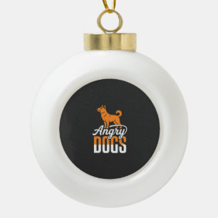 Angry Dogs Vector Mascot Ceramic Ball Christmas Ornament