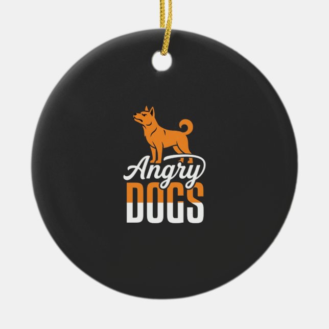 Angry Dogs Vector Mascot Ceramic Tree Decoration (Front)