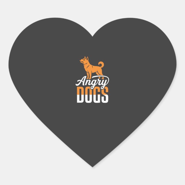 Angry Dogs Vector Mascot Heart Sticker (Front)