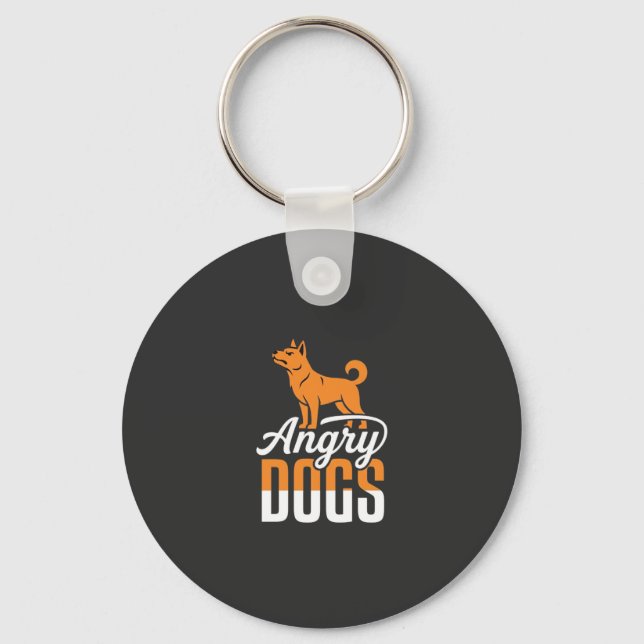 Angry Dogs Vector Mascot Key Ring (Front)