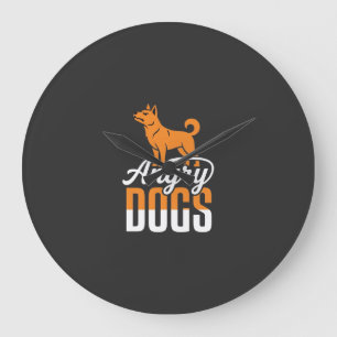 Angry Dogs Vector Mascot Large Clock