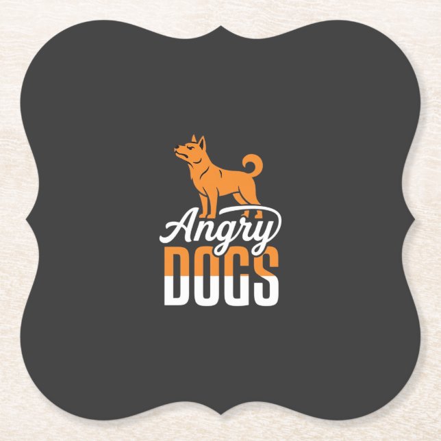 Angry Dogs Vector Mascot Paper Coaster (Front)