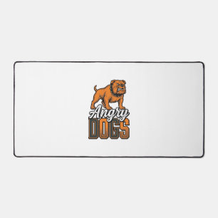 Angry Dogs Vintage Bulldog Typography Design_1 Desk Mat