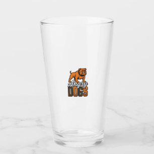 Angry Dogs Vintage Bulldog Typography Design_1 Glass