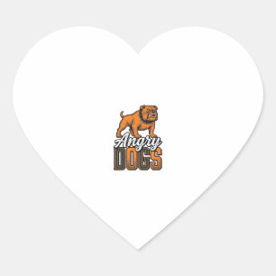 Angry Dogs Vintage Bulldog Typography Design_1 Heart Sticker