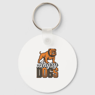 Angry Dogs Vintage Bulldog Typography Design_1 Key Ring