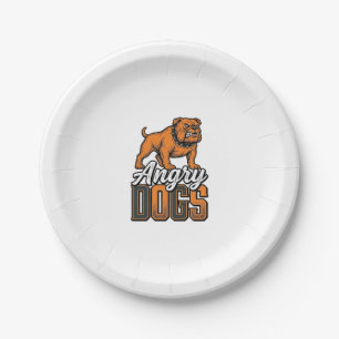 Angry Dogs Vintage Bulldog Typography Design_1 Paper Plate