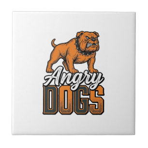 Angry Dogs Vintage Bulldog Typography Design_1 Tile