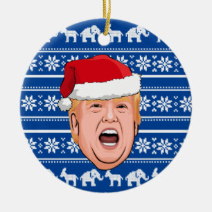 Angry Donald Trump Christmas Ceramic Tree Decoration