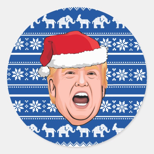 Angry Donald Trump Christmas Classic Round Sticker (Front)