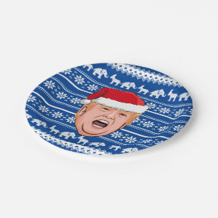 Angry Donald Trump Christmas Paper Plate