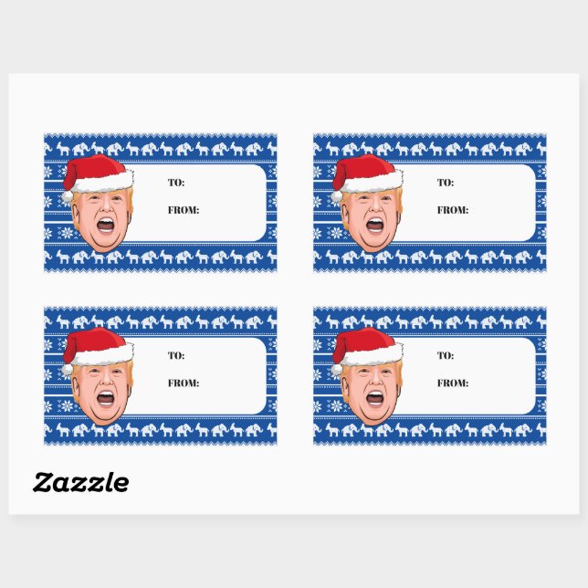Angry Donald Trump Christmas Rectangular Sticker (Sheet)