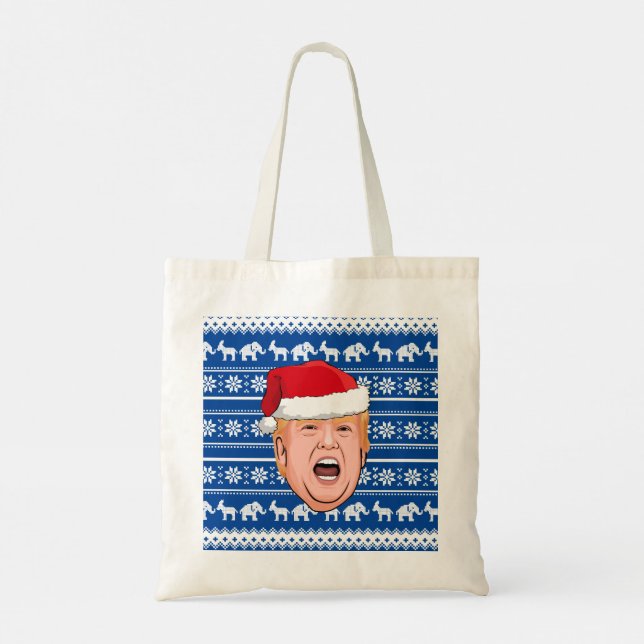 Angry Donald Trump Christmas Tote Bag (Back)