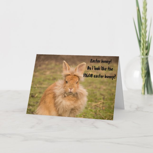 Angry Easter Bunny Funny Humour Greeting Card (Front)