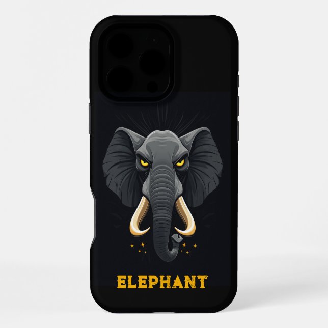 Angry Elephant Black iPhone Case (Back)