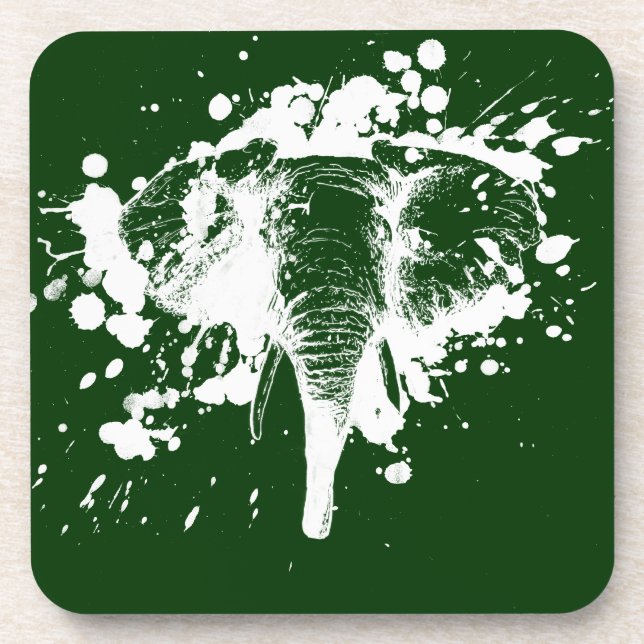 Angry Elephant in White Coaster (Front)
