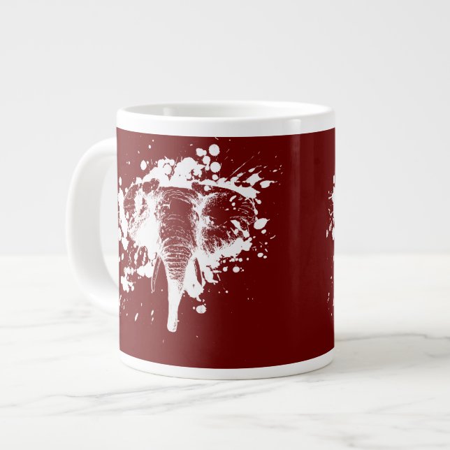 Angry Elephant in White Large Coffee Mug (Front Left)