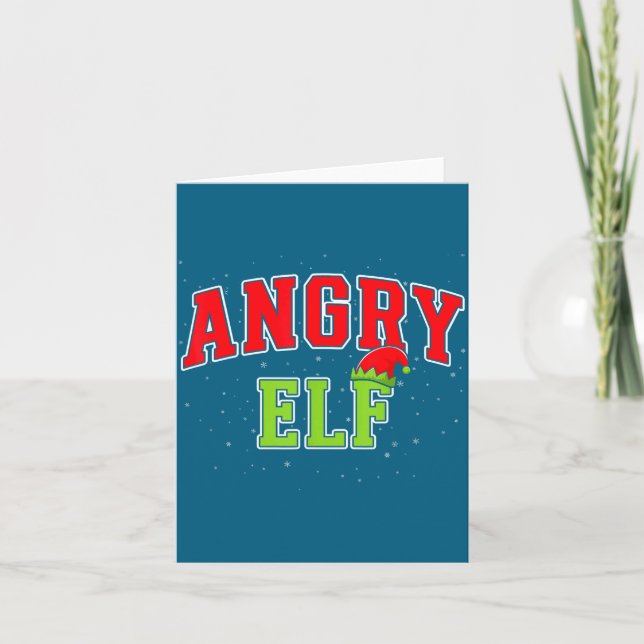 Angry Elf Christmas Family Matching Group Xmas  Card (Front)