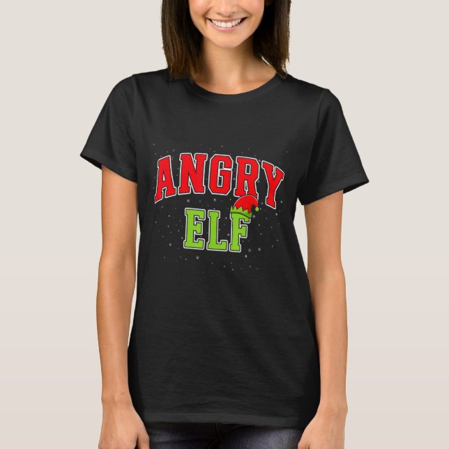Angry Elf Christmas Family Matching Group Xmas  T-Shirt (Front)