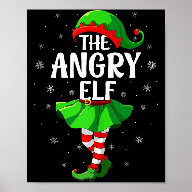 Angry Elf Christmas Girls Women Elf Squad Xmas Fam Poster (Front)