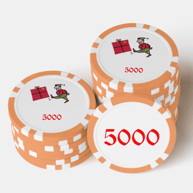 Angry Elf orange 5000 striped poker chip (Stack)