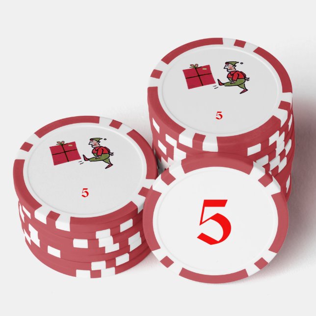 Angry Elf red 5 striped poker chip (Stack)