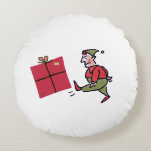 Angry Elf round poly pillow