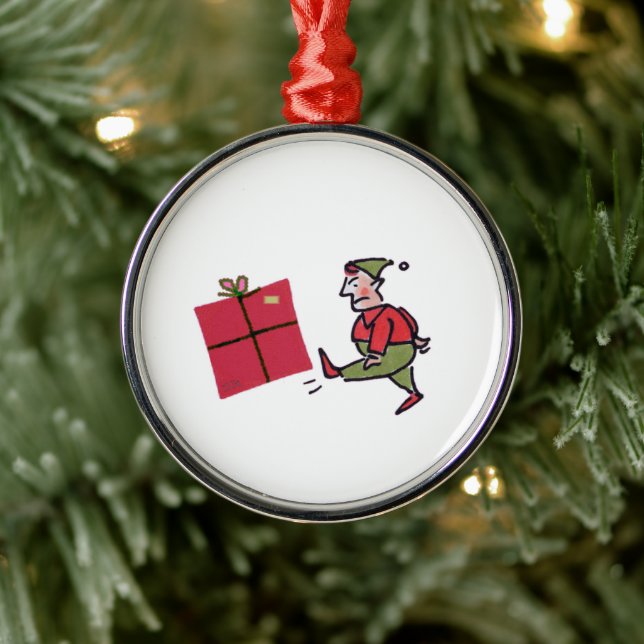 Angry Elf round premium ornament (Tree)