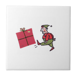 Angry Elf white small ceramic tile